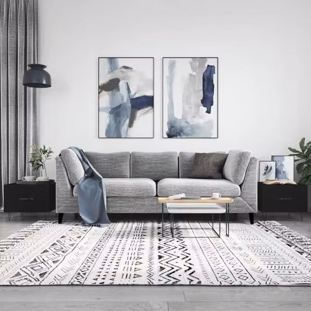 Berkfield Home Set of 2 Black Square Coffee Tables in Engineered Wood, W/D/H: 50 x 50 x 40 cm – 1