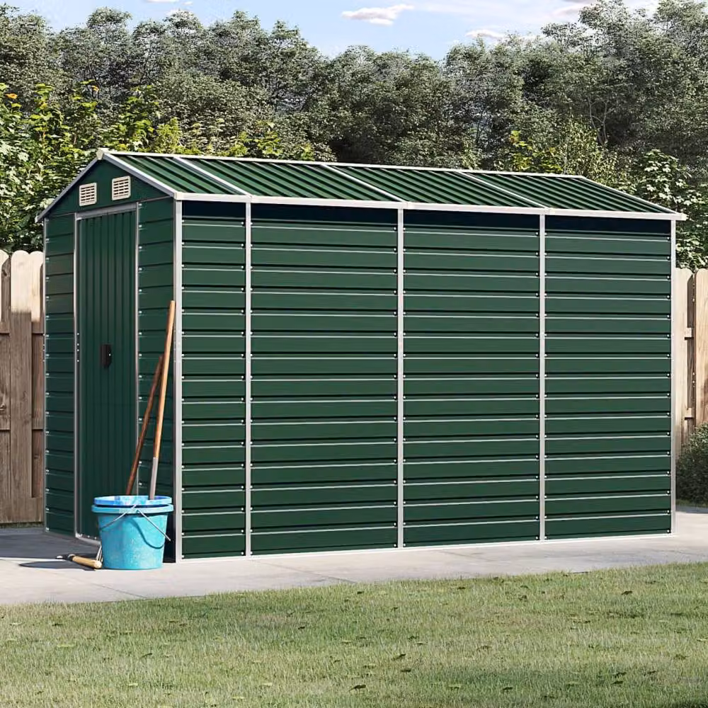 Berkfield Home Green Galvanised Steel Garden Shed W/D/H: 191 x 300 x 198 cm – 2