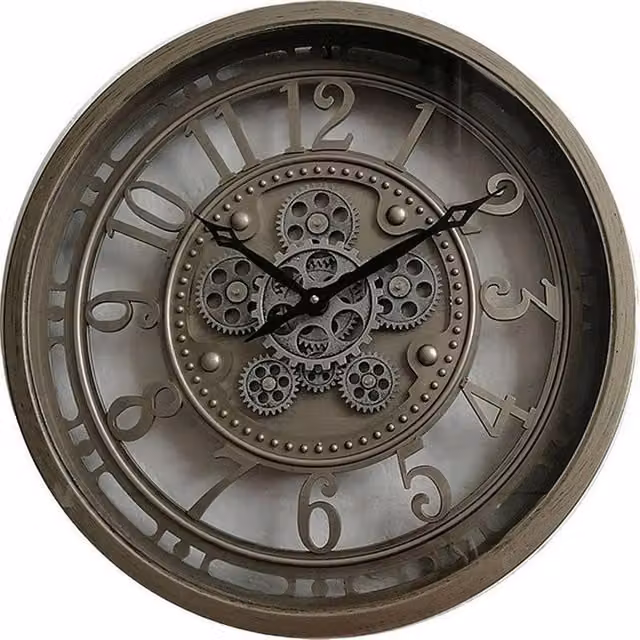 Minster Round Gear Wall Clock in Brown, Metal, W46 x H46 x D7 cm – 1