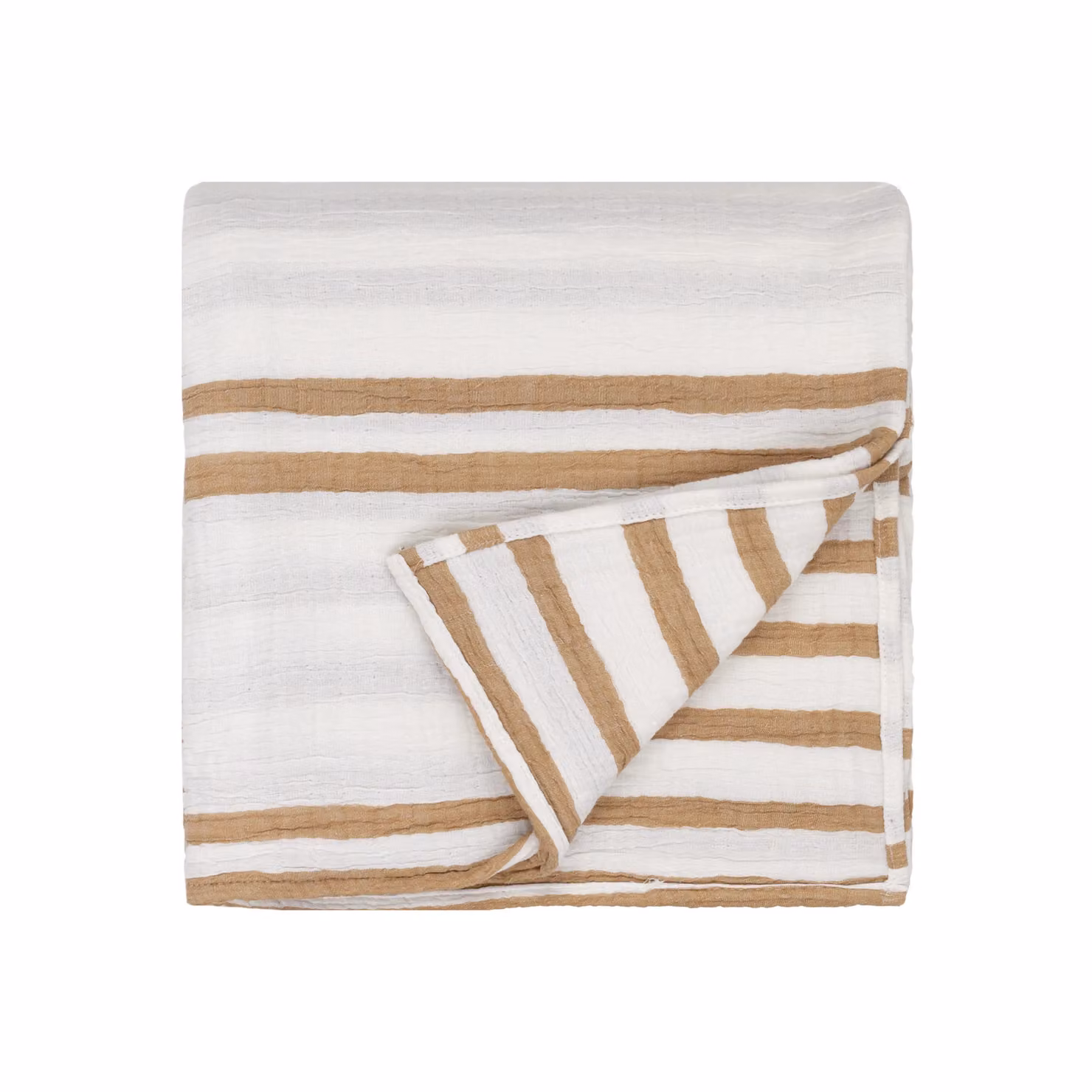 Yard Reversible Woven Striped Muslin Cotton Bedspread in Brown, W/D/H: 220 x 140 x 140 cm – 3