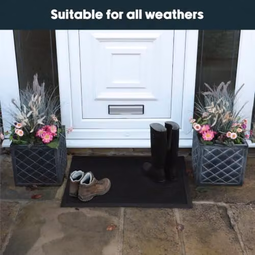 JVL Olympus Black Rubber Scraper Doormat, W: 60 cm, D: 90 cm – 9