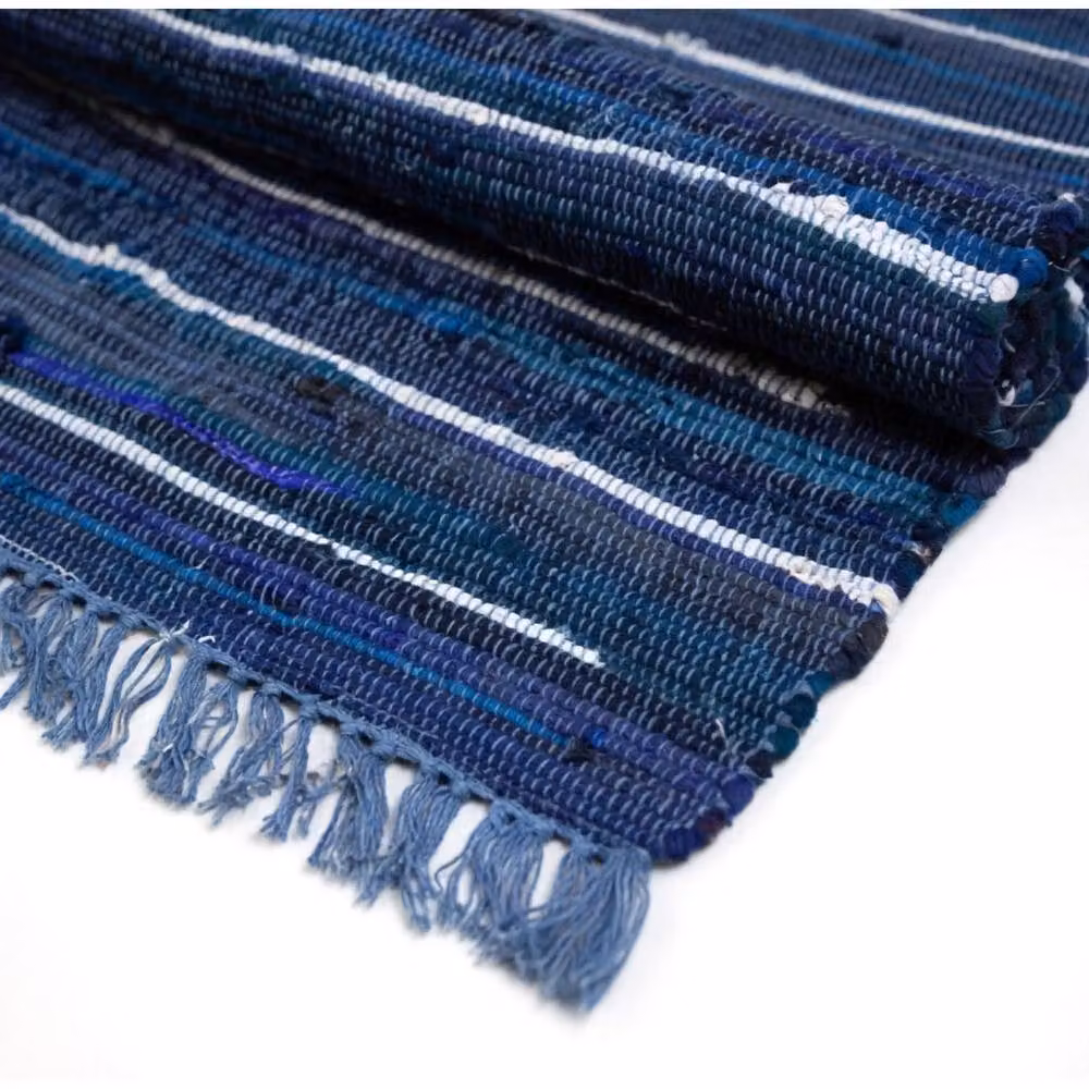 KDMD Premium Braided Rag Rug in Blue and Grey, W: 150 cm, D: 90 cm – 3