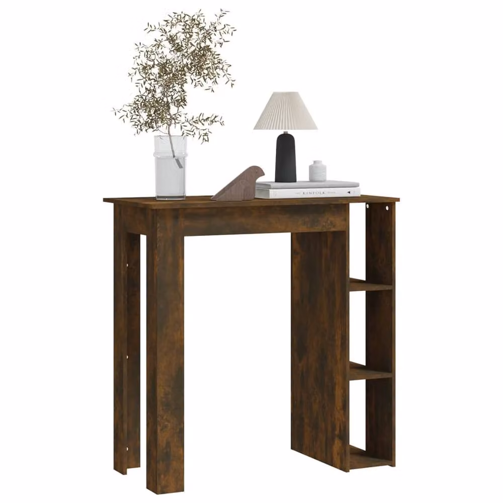 Berkfield Home Modern Bar Table with Shelf in Smoked Oak Brown, W/D/H: 102 x 50 x 103.5 cm – 5