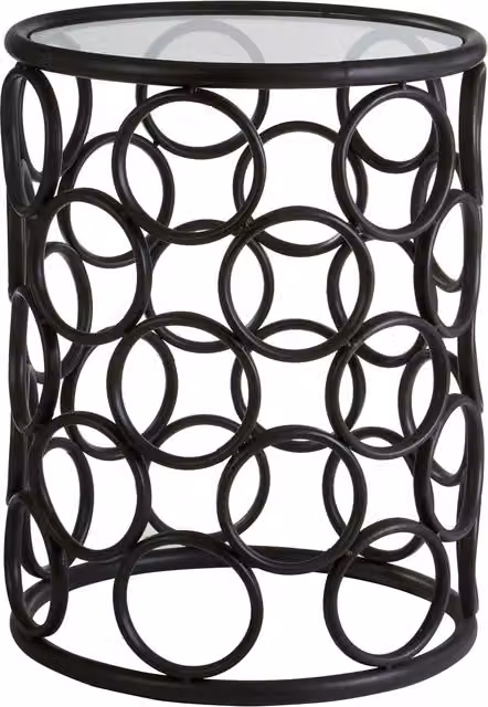 Orsina Antalya Round Side Table with Glass Top in Black – 2