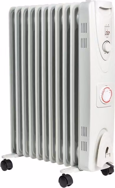 MYLEK 2.5kW Electric Oil Filled Portable Radiator with Timer and Thermostat in White