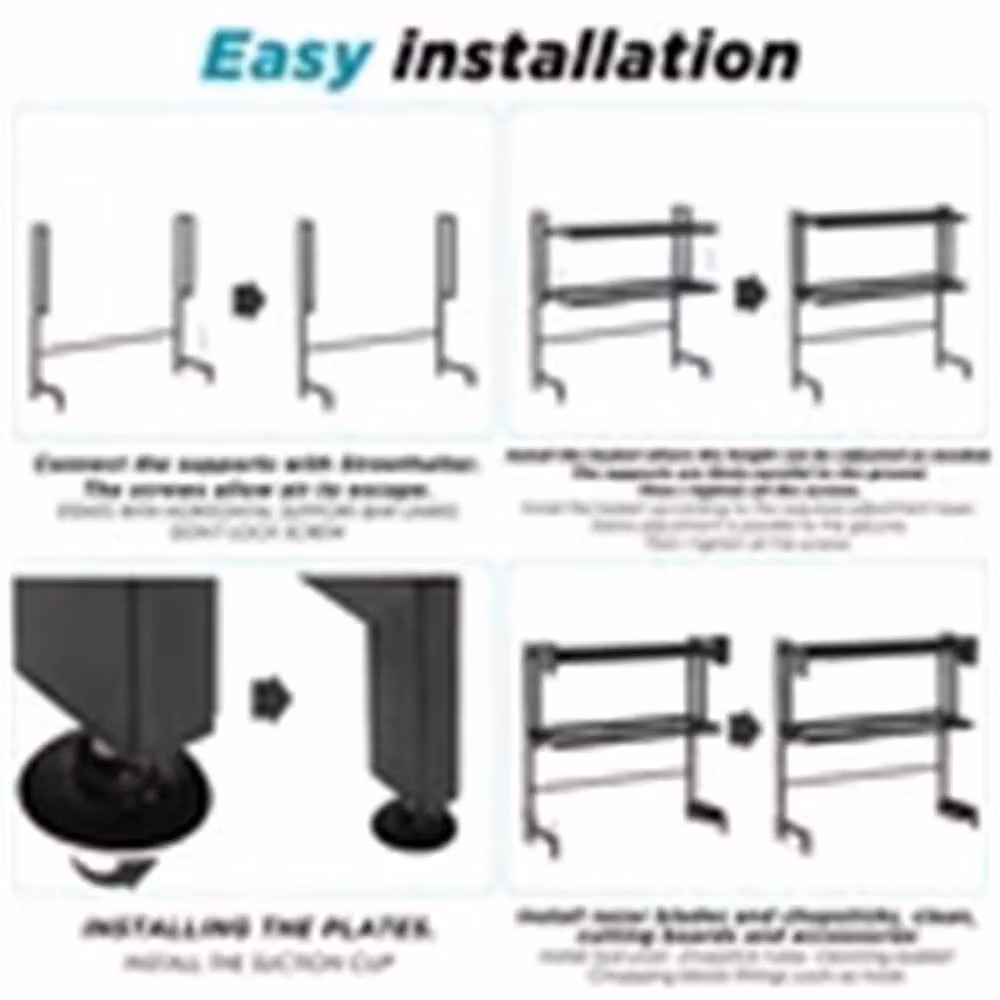 Nordara 2 Tier Space Saving Over The Sink Dish Drying Rack in Black, Width: 100 cm – 5
