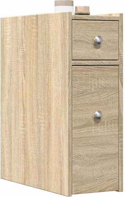 Berkfield Home Narrow Freestanding Bathroom Cupboard with Wheels in Sonoma Oak Brown