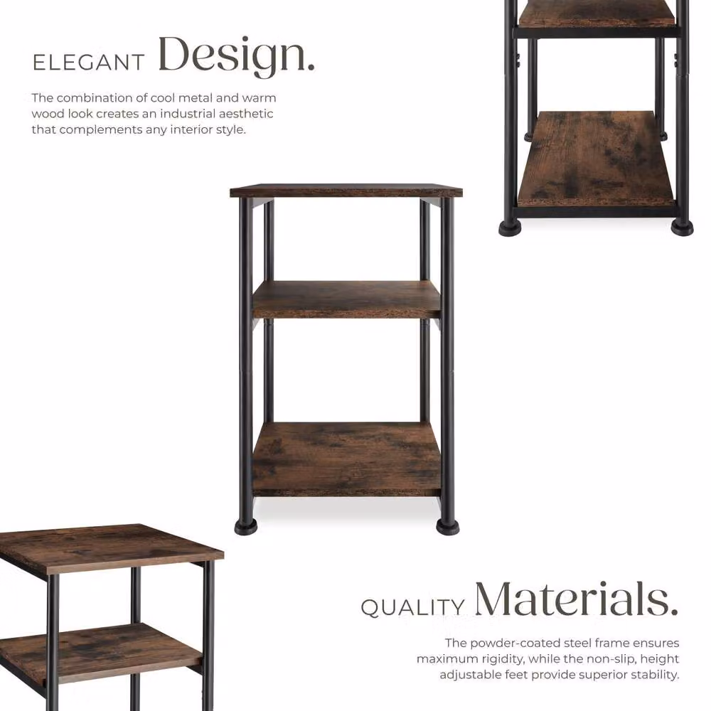 tectake Memphis Industrial Bedside Table in Dark Brown – 3