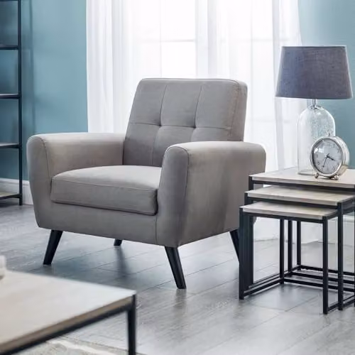 Julian Bowen Monza Grey Fabric Armchair with Solid Wood Frame – 2