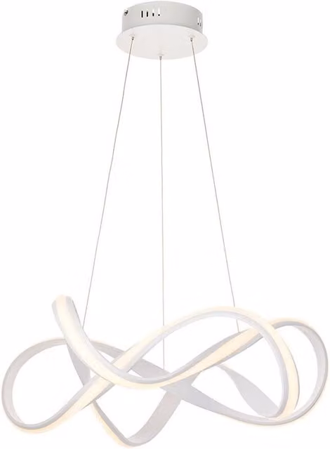 Loops LED Ceiling Pendant Light, White, 44W, Warm White, Dimmable and Height Adjustable, Diameter: 63 cm