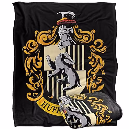 Warner Brothers Harry Potter Hufflepuff Crest Fleece Blanket, White and Multicolour, W/D/H: 152 x 127 cm – 1