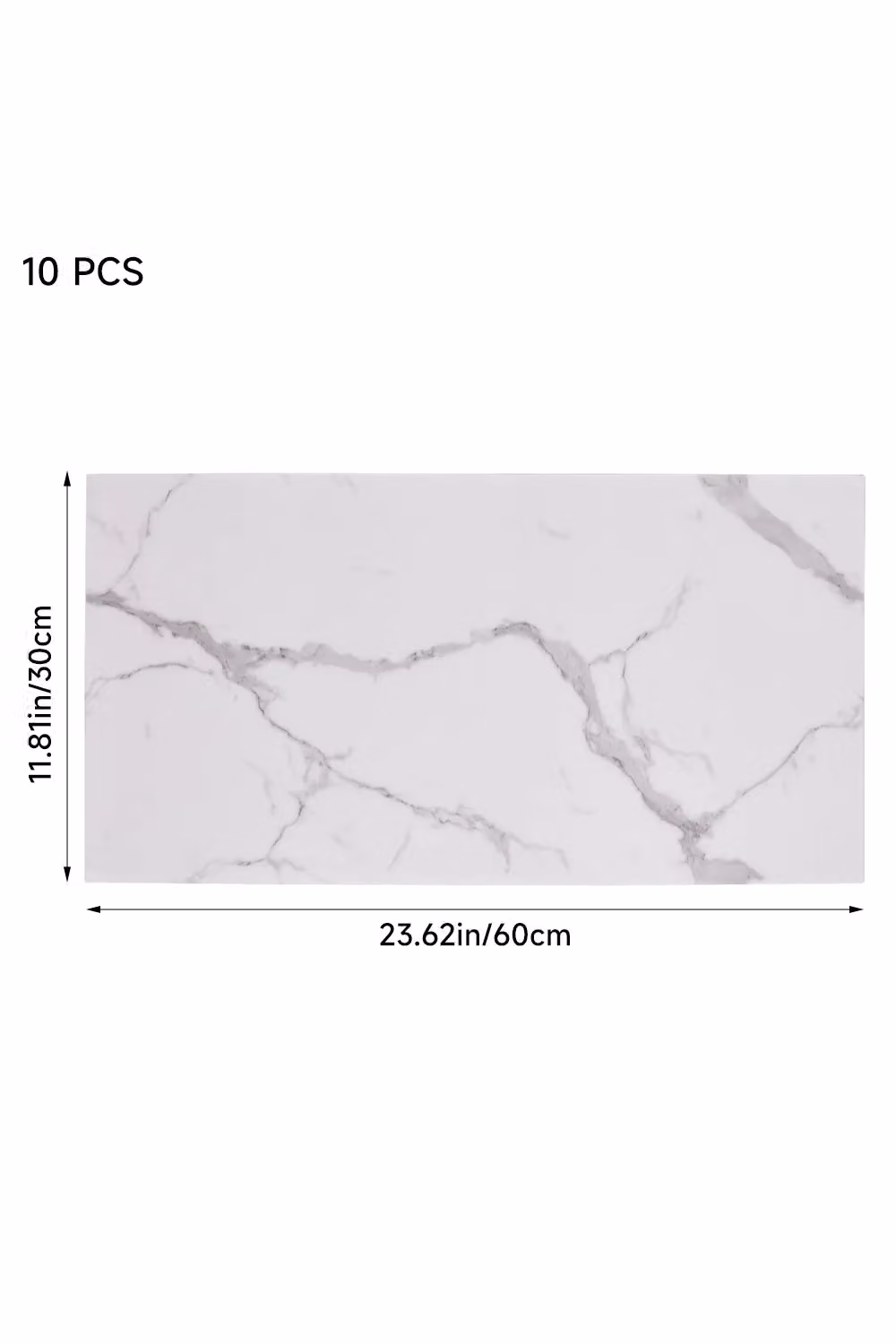 Living and Home 10pcs Calacatta White Marble Peel and Stick PVC Wall Tile Stickers for Bathroom, Kitchen and Living Room – 2
