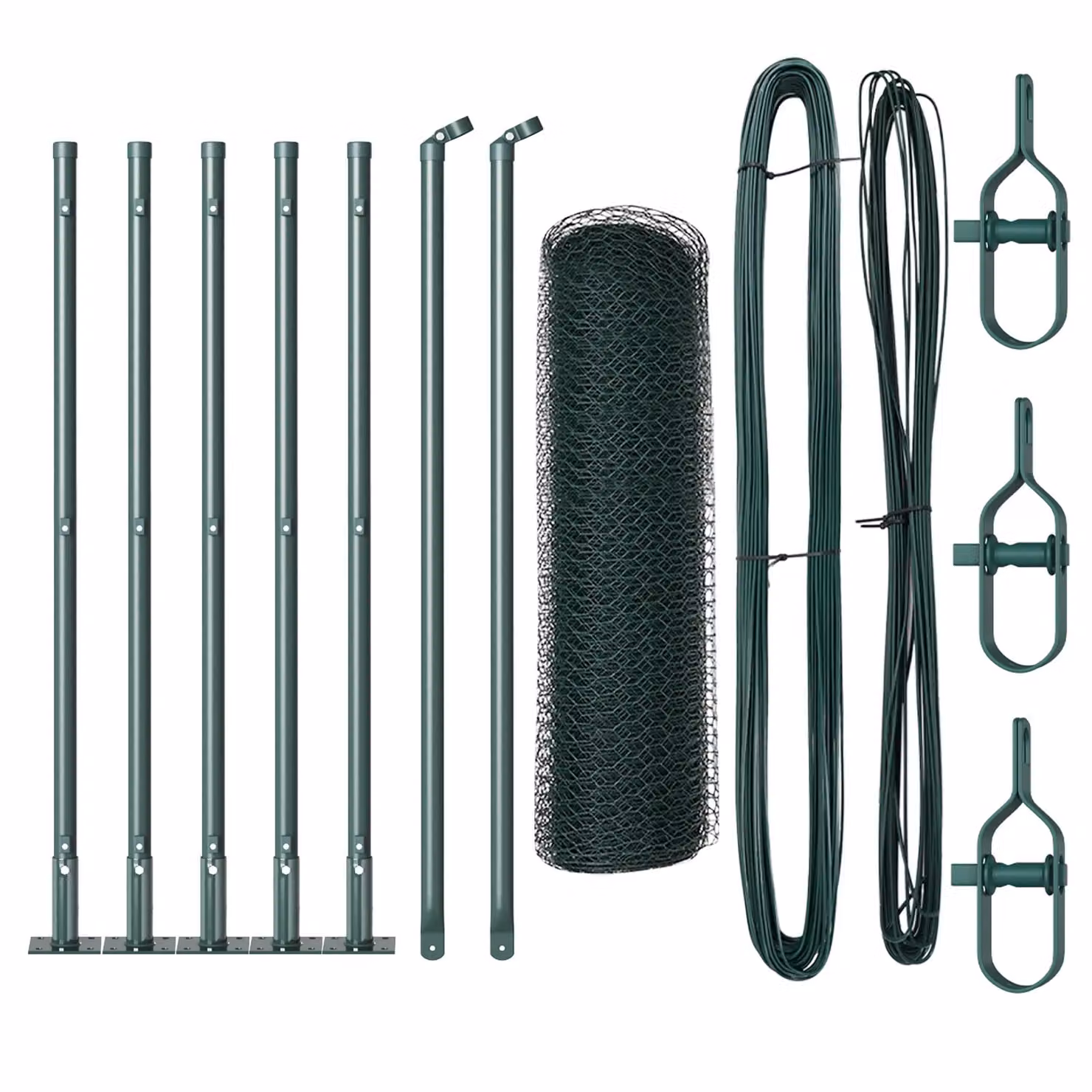 Berkfield Home Green PVC-Coated Steel Hexagon Fence, W: 10 m, H: 0.6 m – 1