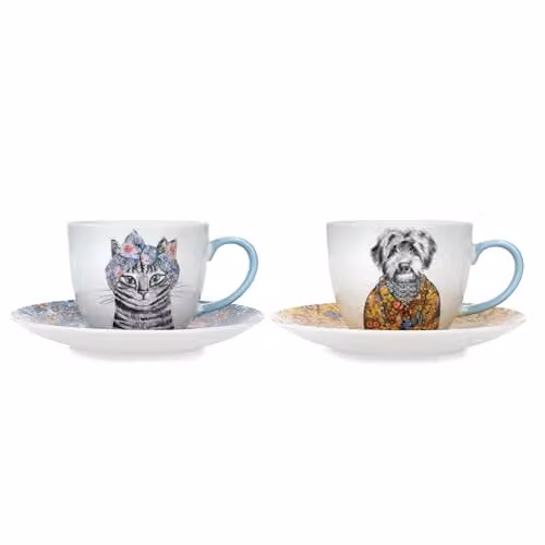 Mikasa White Bone China Teacup and Saucer Set of 2, 240ml