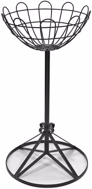 Garden Pride High Jardiniere Black Patio Planter Basket Stand in Plastic Coated Steel, H 72.0 cm x W 41.0 cm x D 35.56 cm