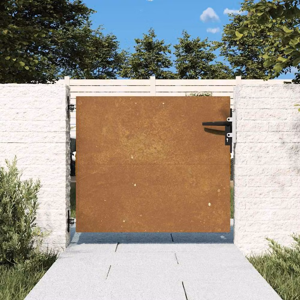 Berkfield Home Full Garden Gate in Brown Corten Steel, W: 85 cm, H: 75 cm – 2
