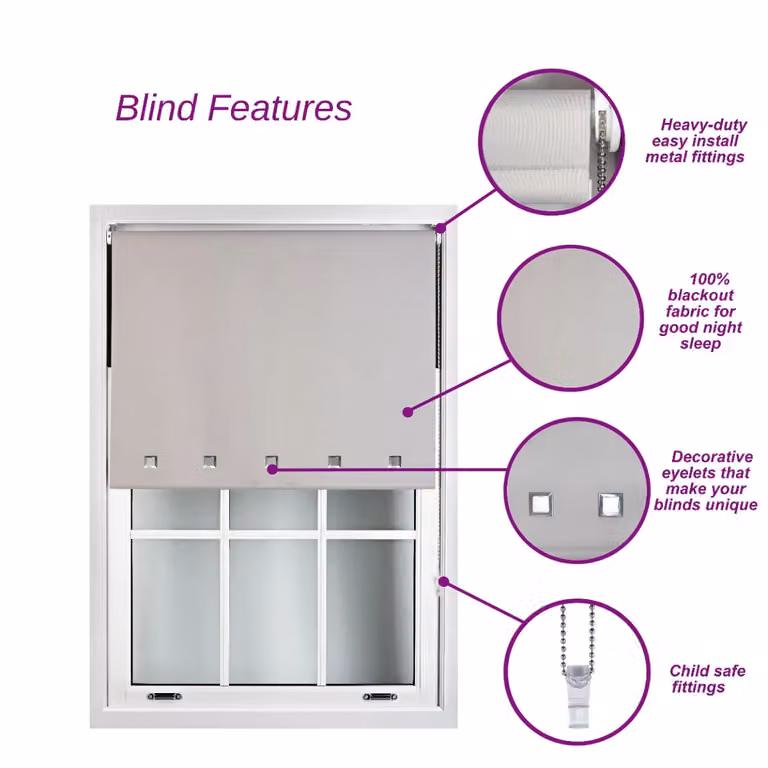 Furnished Blackout Roller Blind in Black, Thermal Insulating and UV Resistant, W: 60 cm, H: 165 cm