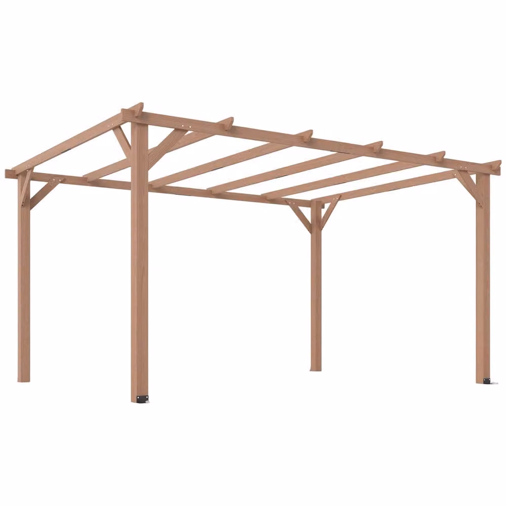OUTSUNNY Rustic Wooden Garden Pergola Gazebo with Grape Trellis in Natural, Beige and Brown, W: 400 cm, D: 300 cm, H: 205 cm – 2
