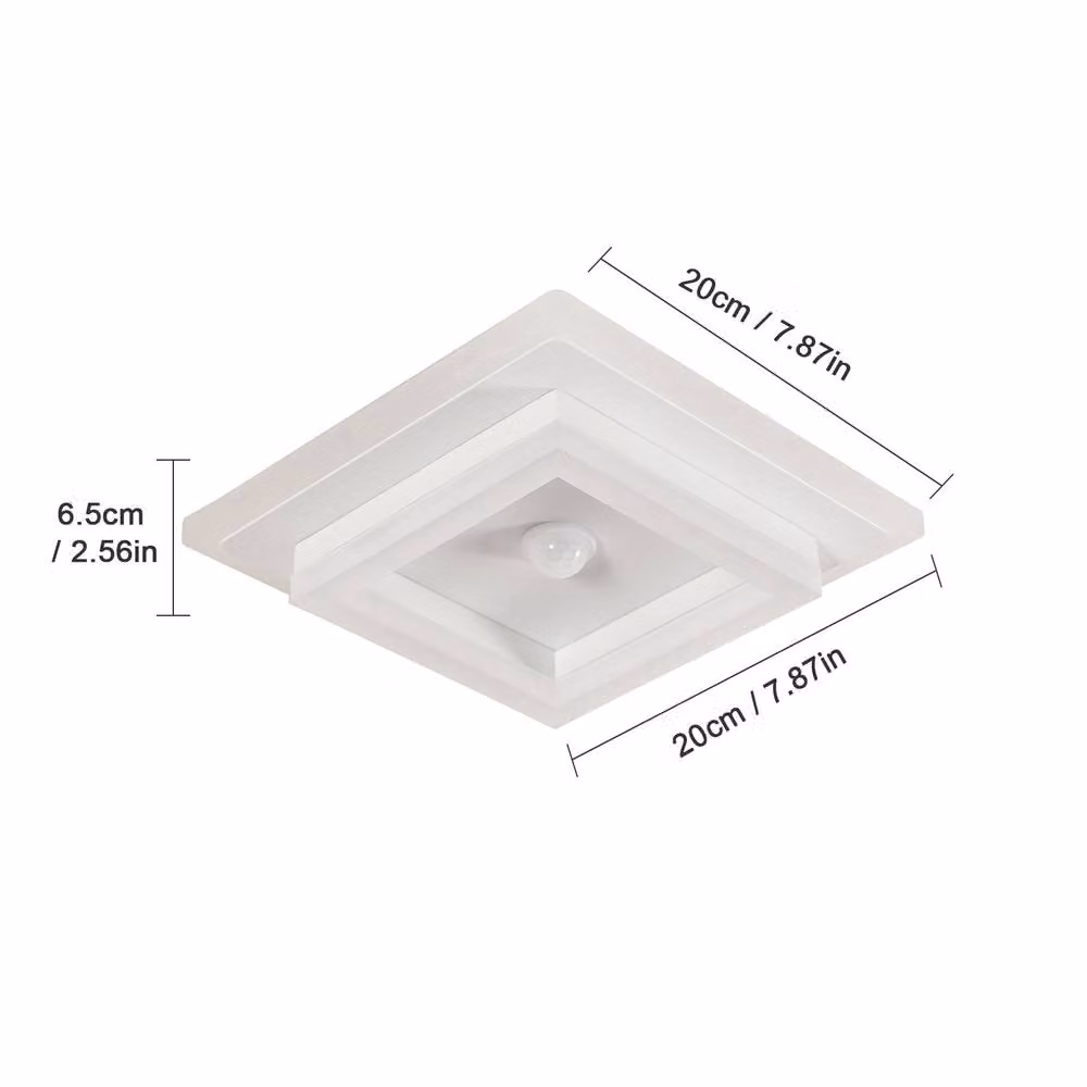 Pheashine White Square LED Ceiling Light with Motion and Dusk Sensor, 26W, 3000K Warm White – 3