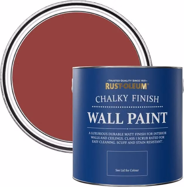 Rust-Oleum Matt Water-Based Chalky Wall Paint in Empire Red, 2.5L – 1