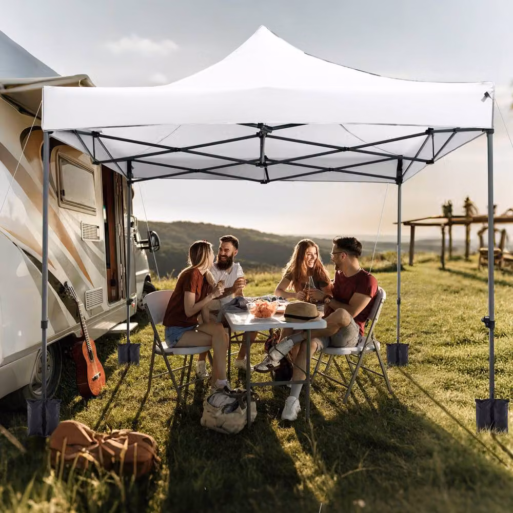 Costway Pop up Canopy Tent Gazebo Shelter in White, W/D/H: 300 x 300 x 300 cm – 5