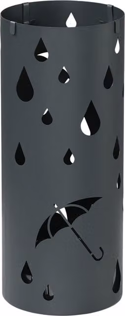 HOMCOM Circular Umbrella Stand with Hooks and Removable Water Tray, Dark Grey