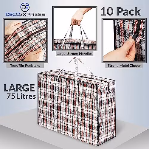 Deco Express Multicolour Reusable Laundry Bags, Pack of 10, 75L, W: 60 cm, D: 50 cm, H: 25 cm – 4