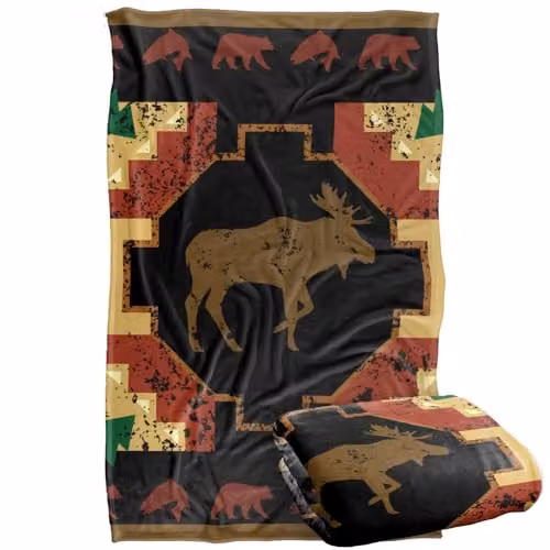 JQ Licensing Southwest Moose 2 Silky Touch Super Soft Fleece Throw Blanket, Multicolour, W: 91 cm, D: 147 cm – 1