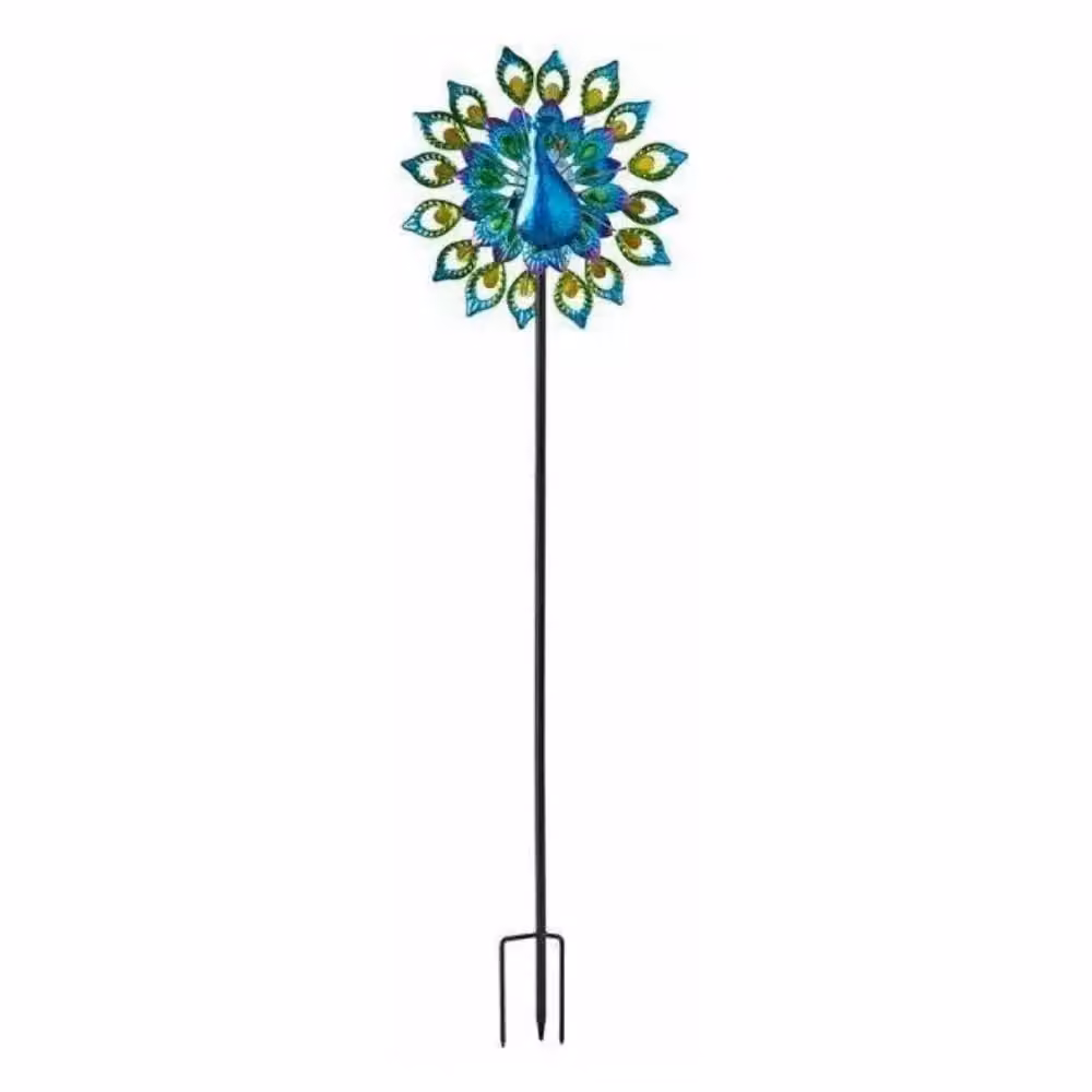 Marco Paul Blue Peacock Solar Wind Spinner, 130cm – 3