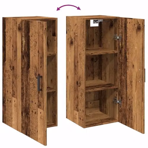 vidaXL Wall Mounted Cabinet in Old Wood Brown, W/D/H: 34.5 x 34.0 x 90.0 cm – 4