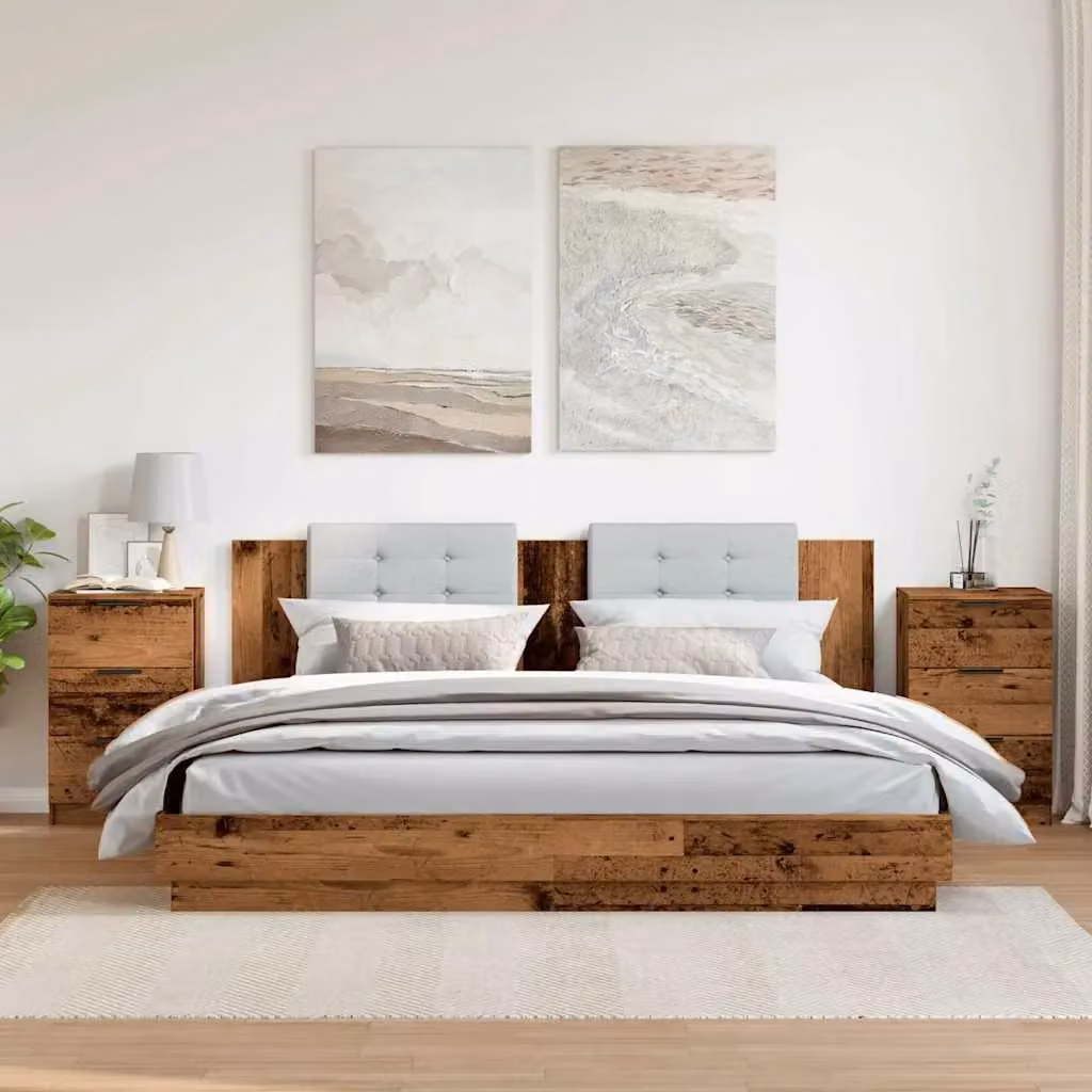 Berkfield Home Set of 2 Bedside Cabinets in Old Wood Brown, W/D/H: 40 x 36 x 65 cm – 3