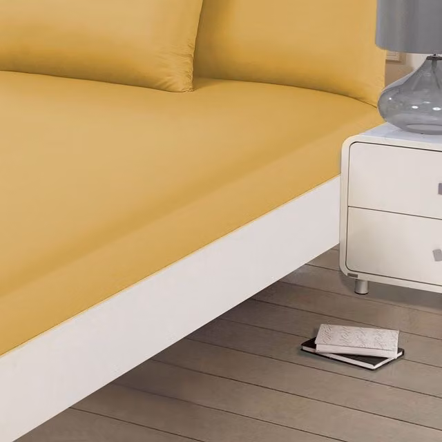 Brentfords Plain Microfibre Fitted Bed Sheet, Yellow, 90 x 200 cm