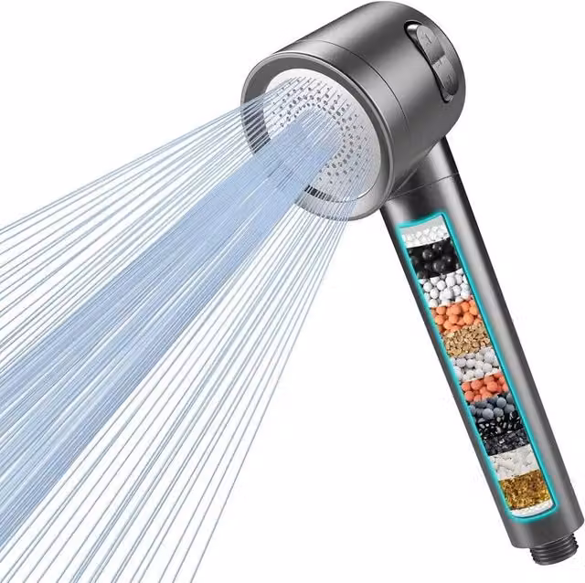 VOGREX High Pressure Water Saving Filter Shower Head with Ceramic Filter in Grey – 1