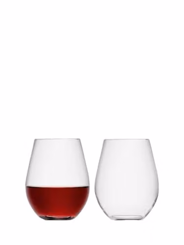 LSA Transparent Stemless Red Wine Glass, 530 ml, Set of Two