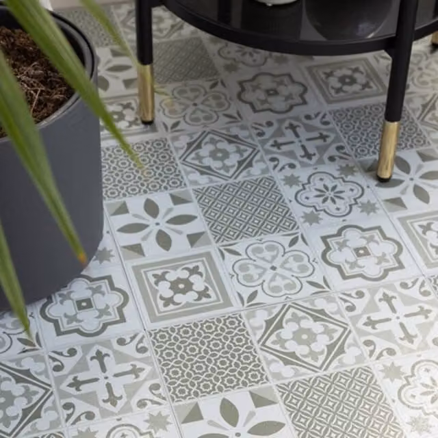 D-C-Fix Oriental Green Geometric Self Adhesive Vinyl Floor Tiles, Pack of 11, W/D/H: 30.48 x 30.48 x 30.48 cm – 1