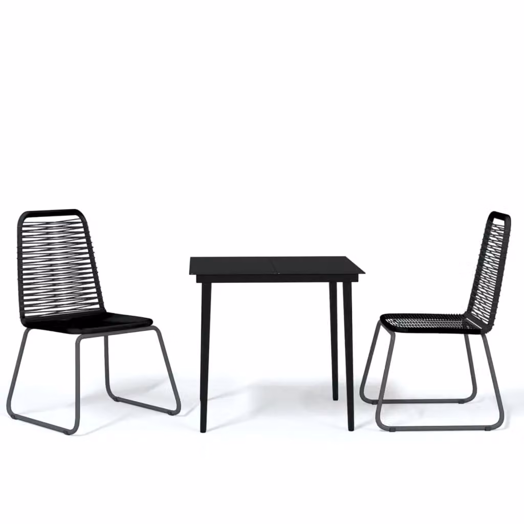 Berkfield Home 3 Piece Modern Garden Dining Set in Black – 2