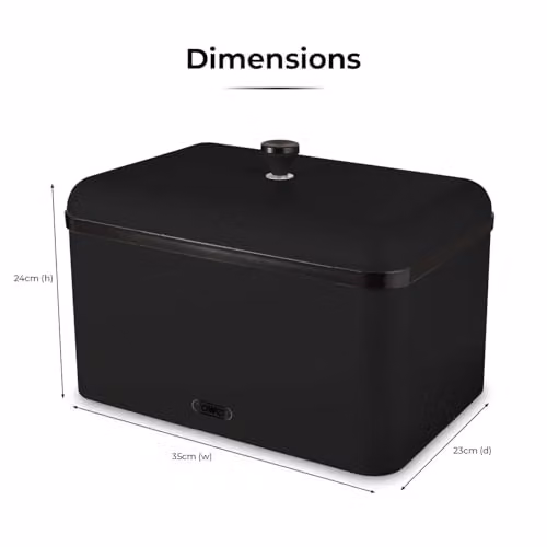 Tower Sera Airtight Bread Bin in Black and Stainless Steel – 8