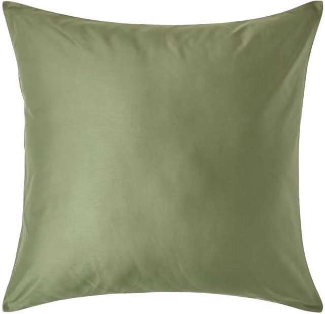 Homescapes Organic GOTS Combed Cotton Pillowcase, Green, 80 x 80 cm