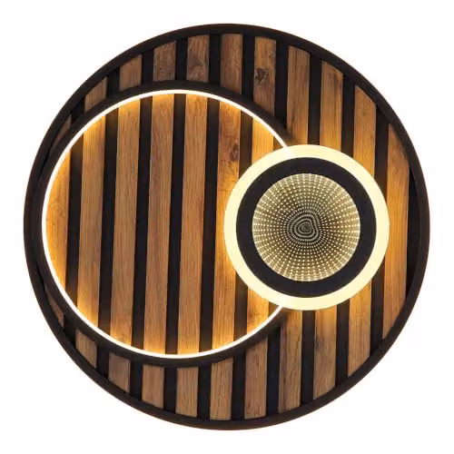 Globo Lighting Woody LED Ceiling Light, Black and Wood, Diameter: 50 cm – 4