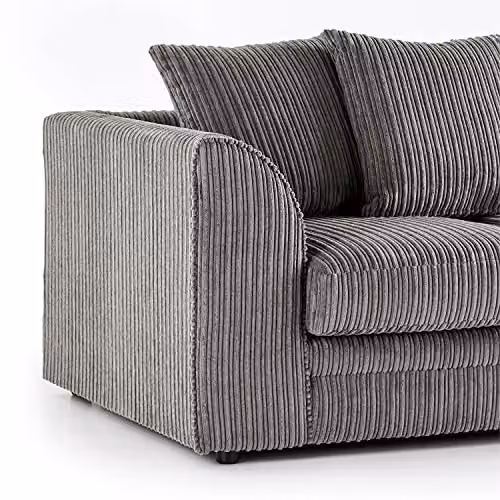Furnishings For Less UK Luxor Grey Jumbo Cord Fabric 3 + 2 Seater Sofa Suite – 2