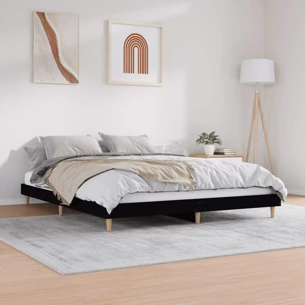 Berkfield Home Bed Frame in Black, Engineered Wood, W/D/H: 200 x 200 x 20 cm – 2