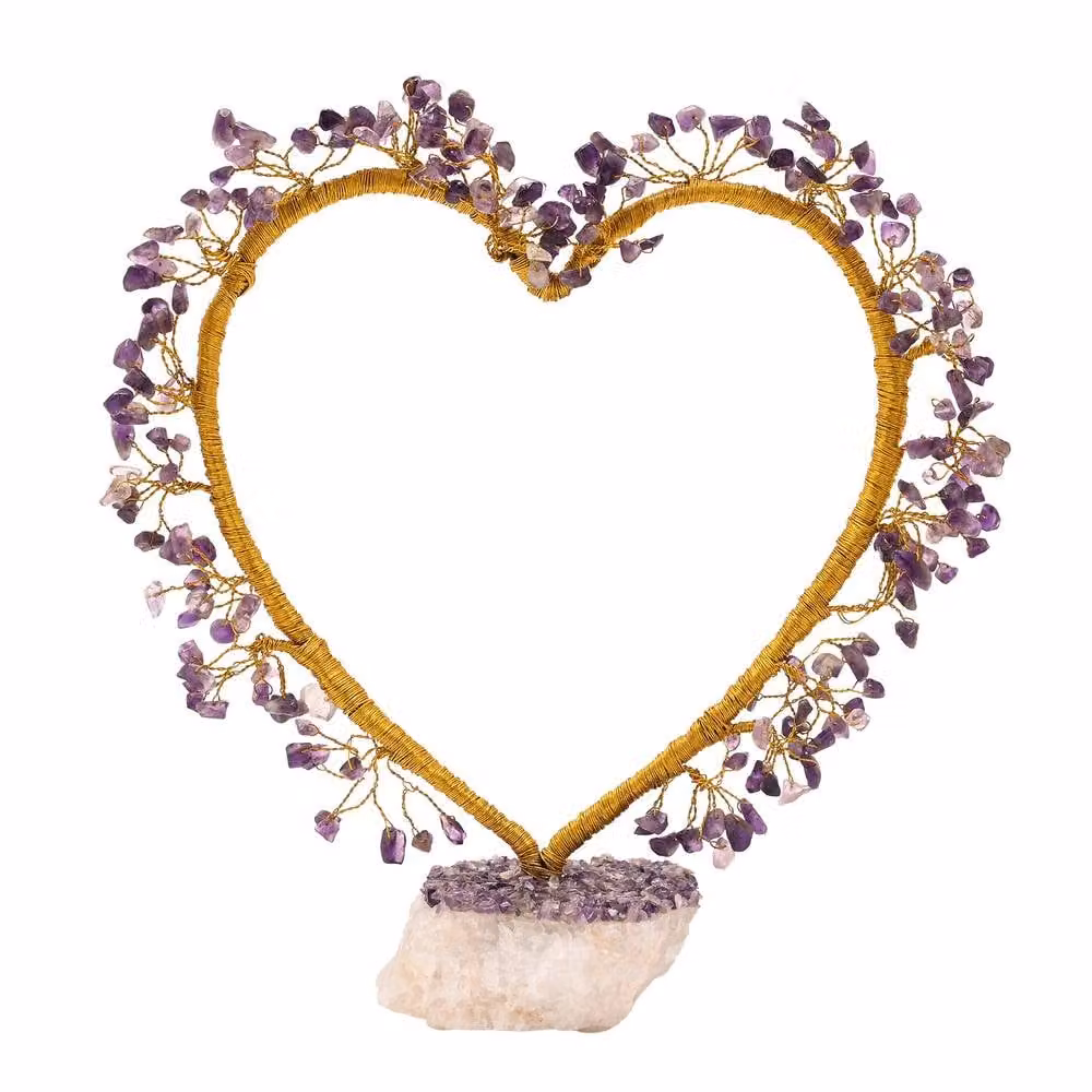 Serenity Amethyst Heart Shaped Gold Metal Tabletop Tree – 2