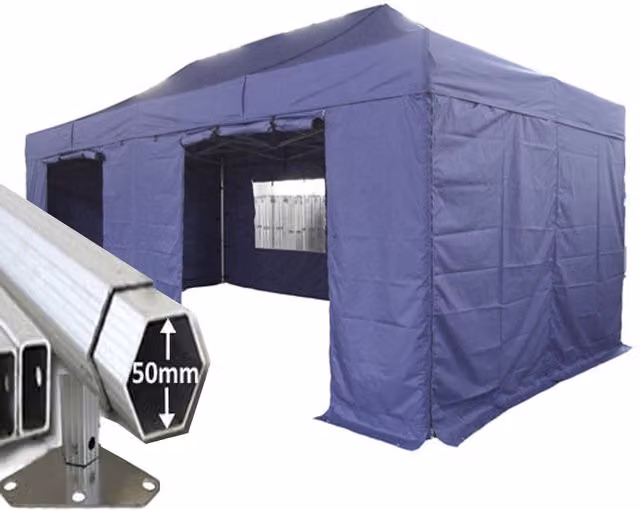 Crocodile Trading Ltd Extreme 50 Instant Pop Up Gazebo, Navy Blue, W: 6 m, D: 3 m, H: 1.9 m