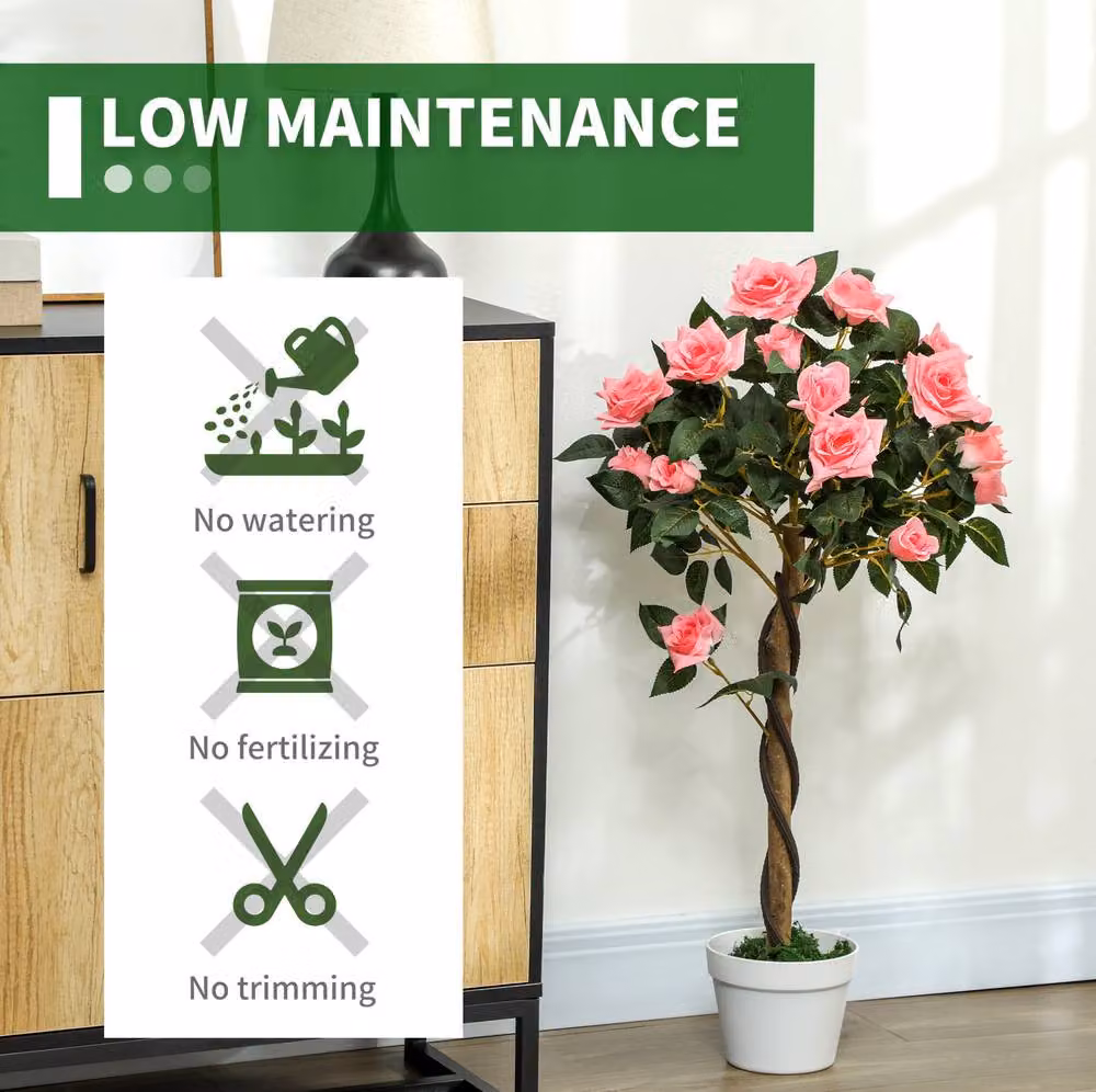 STILVORA Set of 2 Pink Artificial Rose Plants, Height: 90 cm – 6