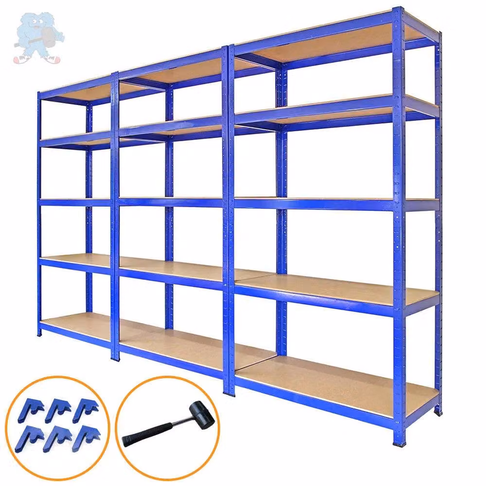 Monstershop T-Rax Set of 3 Metal Storage Shelves, Blue, W: 90 cm, D: 45 cm, H: 180 cm – 2