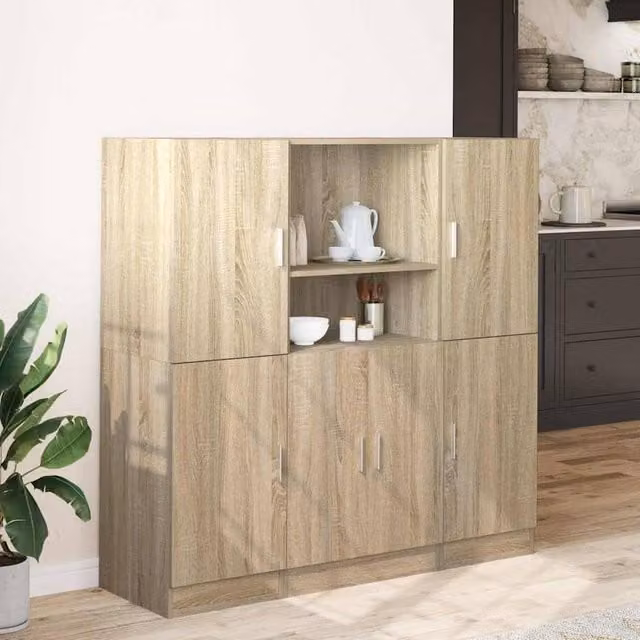 Berkfield Home 3 Piece Sonoma Oak Kitchen Cabinet Set in Light Oak