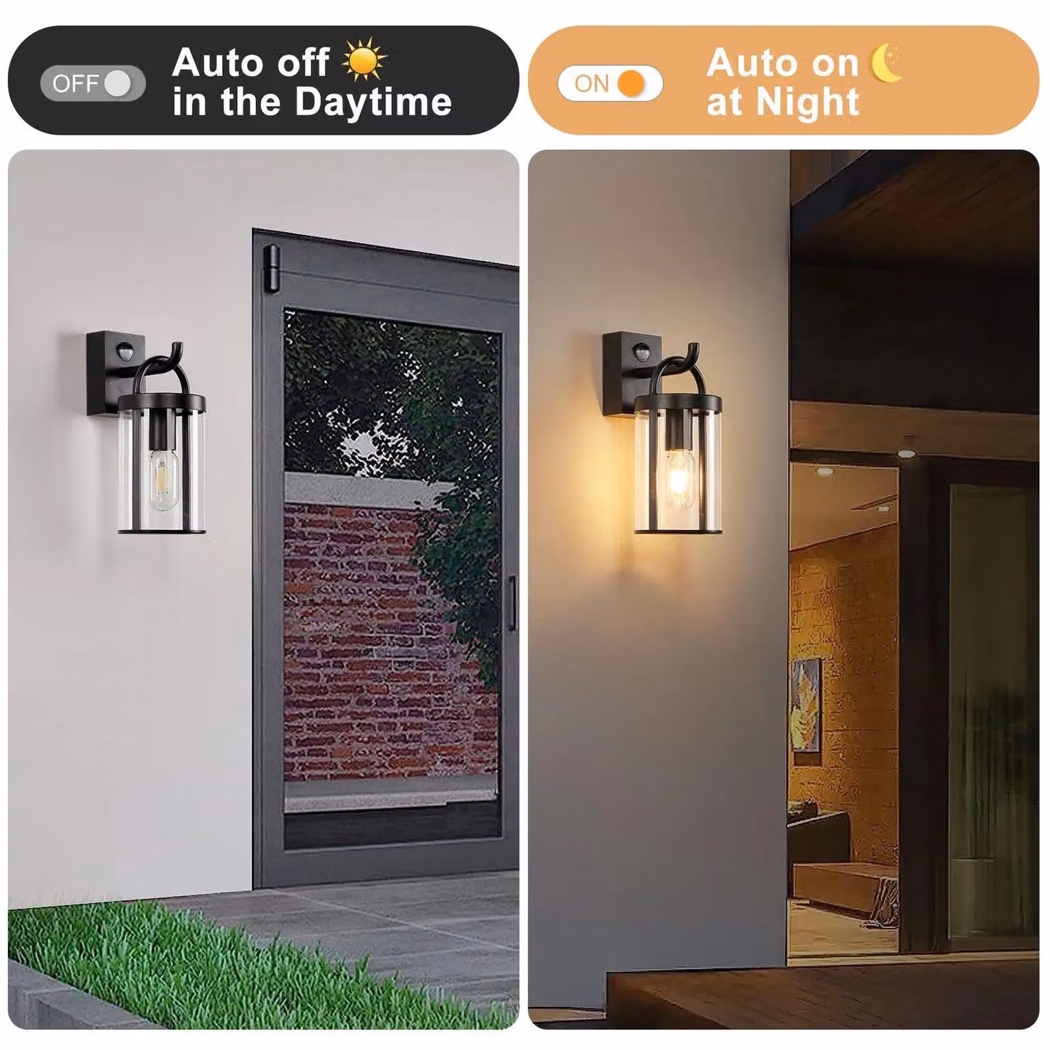 Harper Living Black Retro Industrial Outdoor Wall Lantern with PIR Motion and Dusk Sensor, IP65 Weatherproof Metal Design – 4