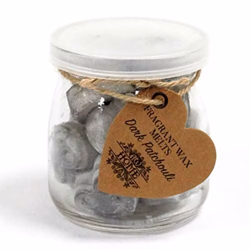 Ancient Wisdom Dark Patchouli Soy Wax Melts in Grey, 8.0 g and 7.0 g Jars