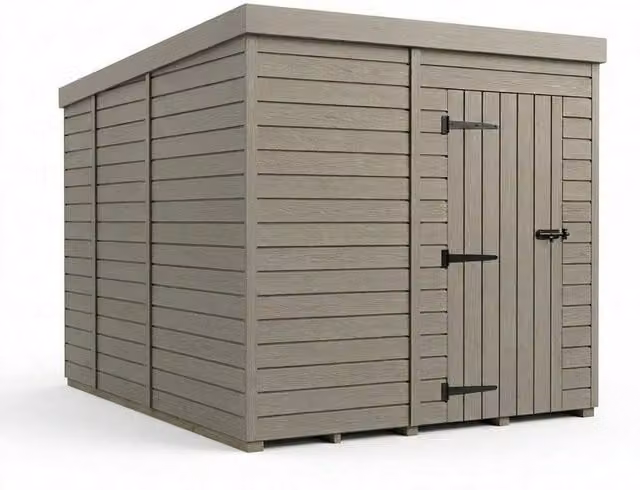 Buttercup Farm Grey Composite Pent Garden Shed with Single Door and No Windows W/D/H: 213.36 x 213 x 210 cm – 1