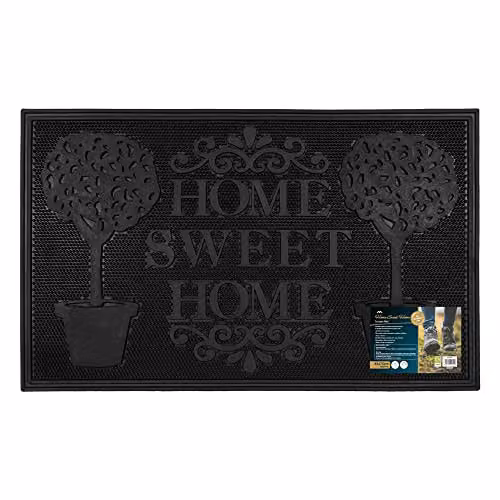 JVL Black Rubber Pin Scraper Doormat, W: 45 cm, D: 75 cm – 5
